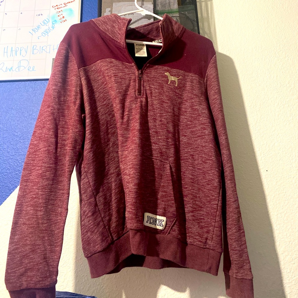 PINK Quarter Zip, bergundy